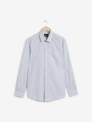 WES Formals White Striped Relaxed Fit Shirt