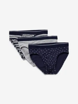 WES Lounge Grey Pack Of Three Hydro Cool Briefs