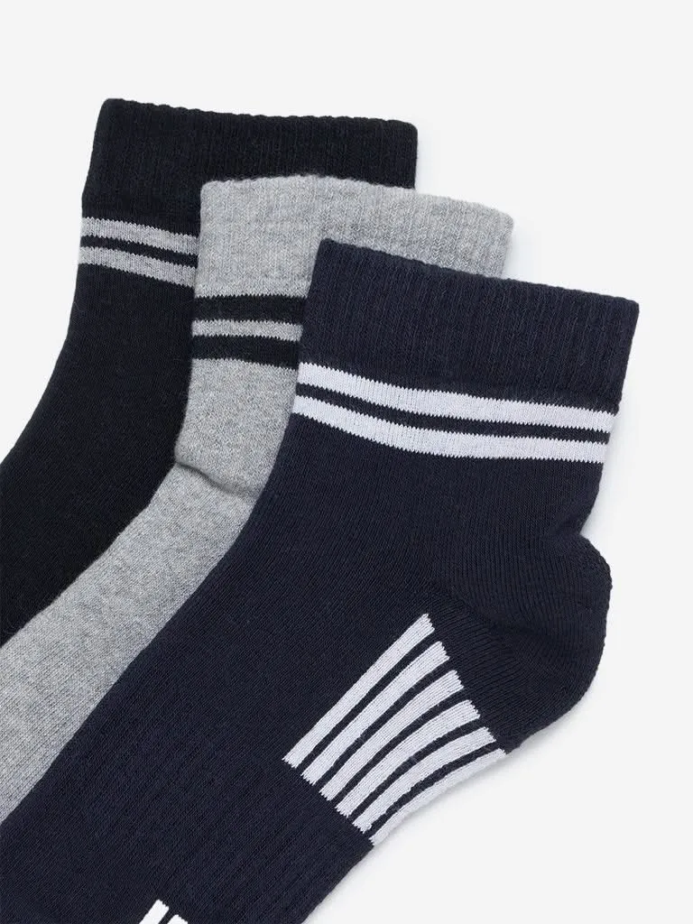 WES Lounge Navy Trainer Socks Set of Three