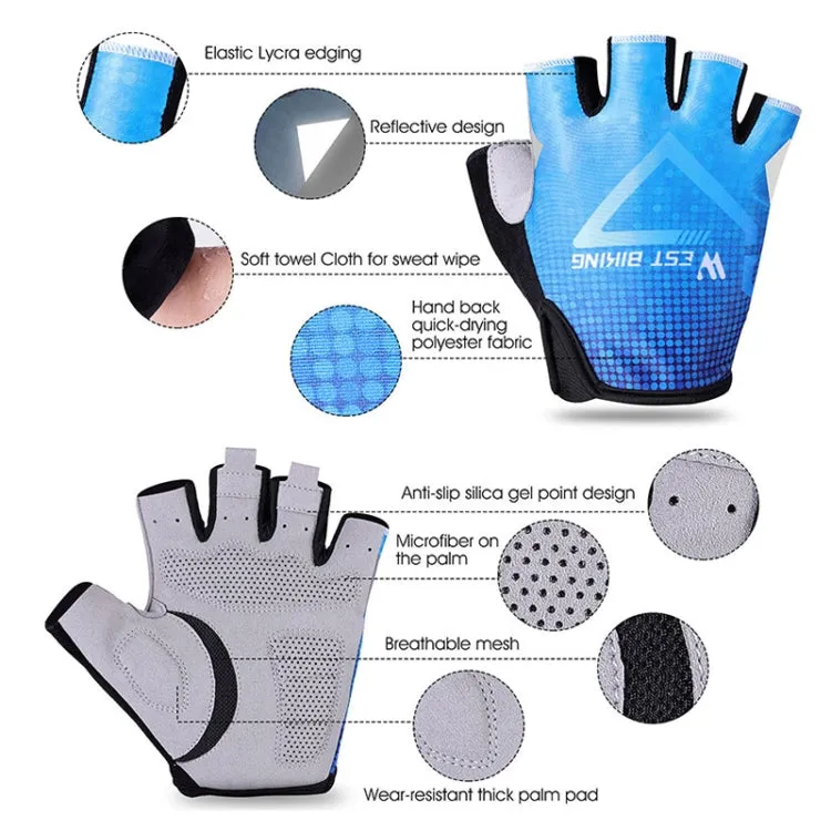 WEST BIKING YP0211215 Riding Gloves Summer Half Finger Breathable Outdoor Cycling Gloves, Size: L(Blue)