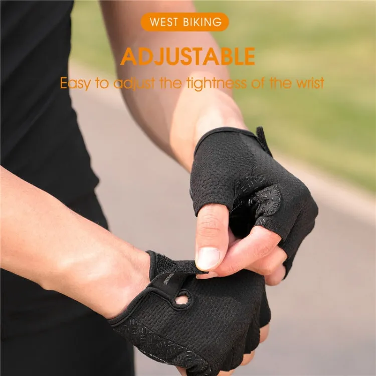 WEST BIKING YP0211218 Cycling Breathable Short Gloves Non-Slip Half Finger Gloves, Size: L(Black)