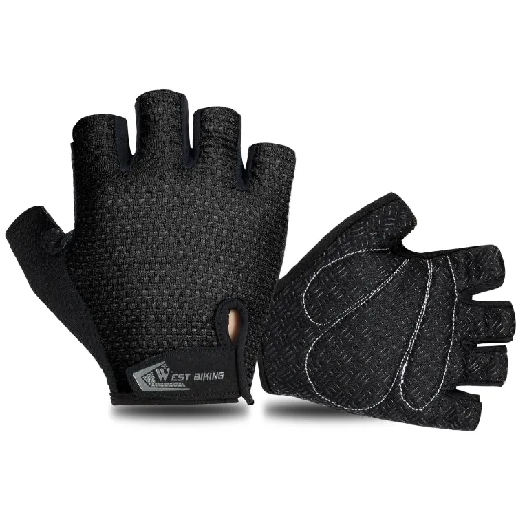 WEST BIKING YP0211218 Cycling Breathable Short Gloves Non-Slip Half Finger Gloves, Size: L(Black)