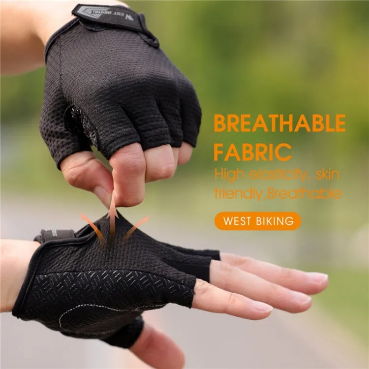 WEST BIKING YP0211218 Cycling Breathable Short Gloves Non-Slip Half Finger Gloves, Size: L(Black)