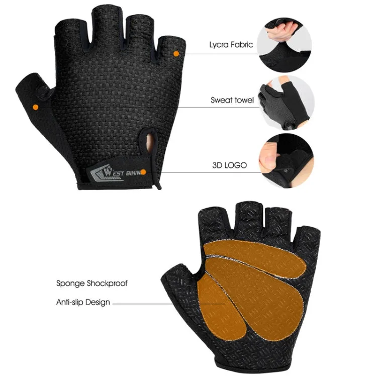 WEST BIKING YP0211218 Cycling Breathable Short Gloves Non-Slip Half Finger Gloves, Size: L(Black)