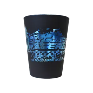 WEST COAST RACERS MATTE BLACK SHOT GLASS (SIX FLAGS MAGIC MOUNTAIN)