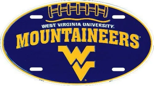 West Virginia University Mountaineers Embossed Metal Oval License Plate