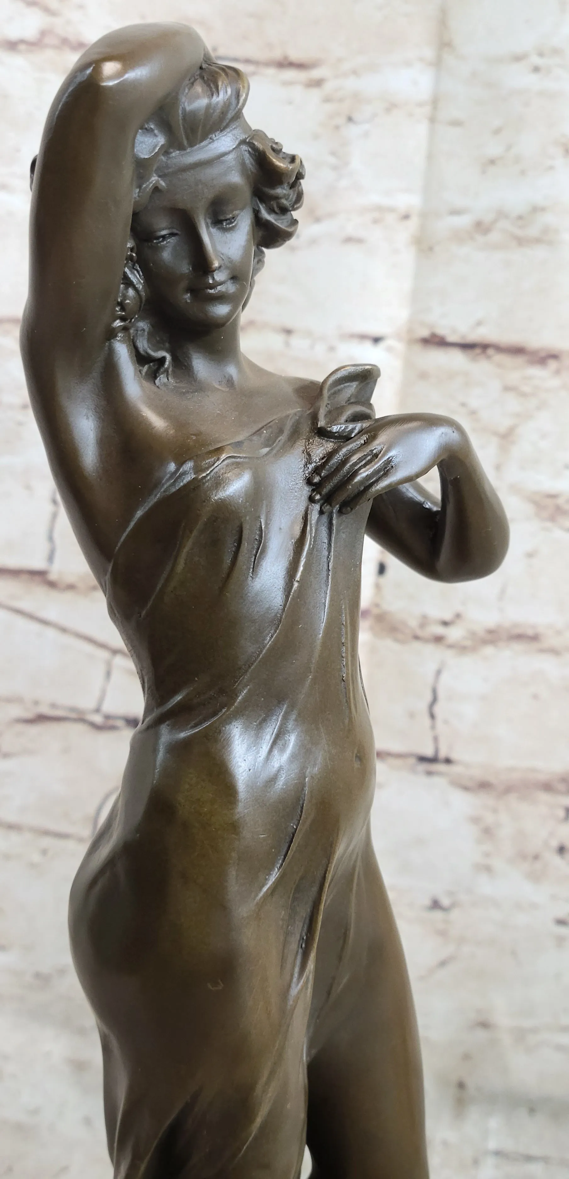 Western Bronze Marble Art Deco Sculpture Statue Sexy Nude Woman Girl Erotic