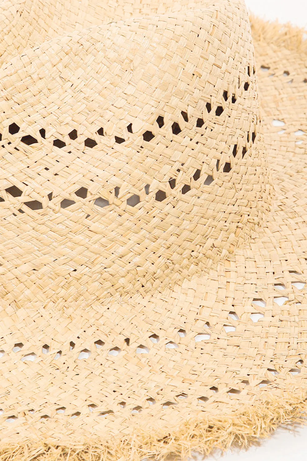 Western Flaire Raw Hem Straw Womens Hat