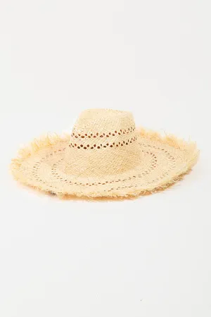 Western Flaire Raw Hem Straw Womens Hat