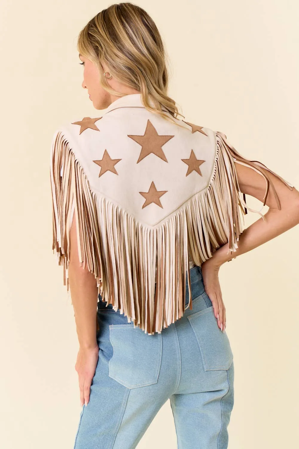 Western Fringe Shrug with Stars