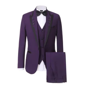 Western Purple Mens 3 Piece Suit Blazer Vest Pant for for wedding party (Blazer vest Pants)