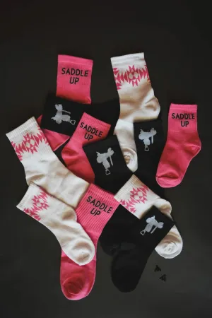 Western Sock Pack of 3 in Pink Saddle