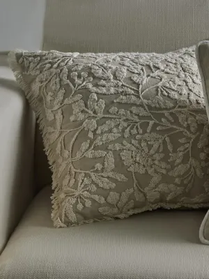 Westside Home Beige Embroidered Cushion Cover