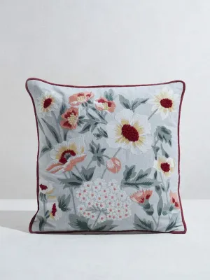 Westside Home Blue Floral Design Cushion Cover