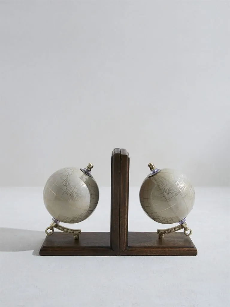 Westside Home Dark Brown Globe Book End