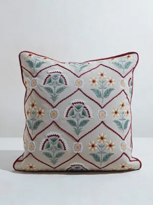 Westside Home Green Butta Embroidered Cushion Cover