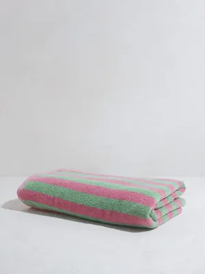 Westside Home Green Self-Striped Bath Towel