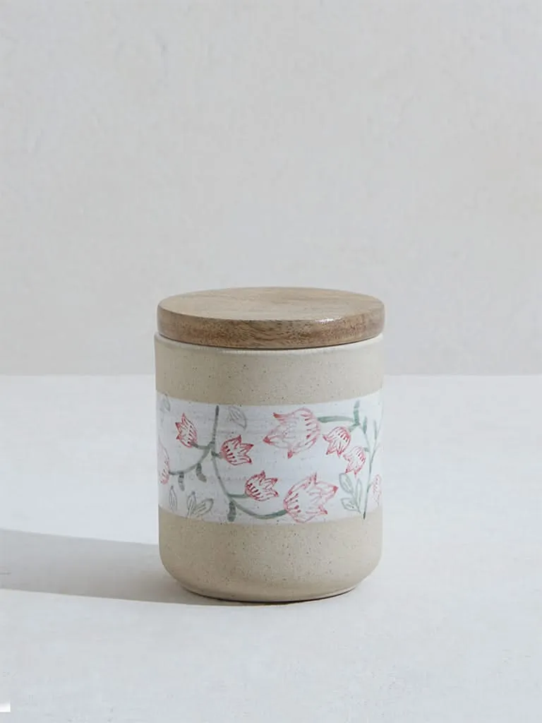 Westside Home Pink Floral Design Storage Jar