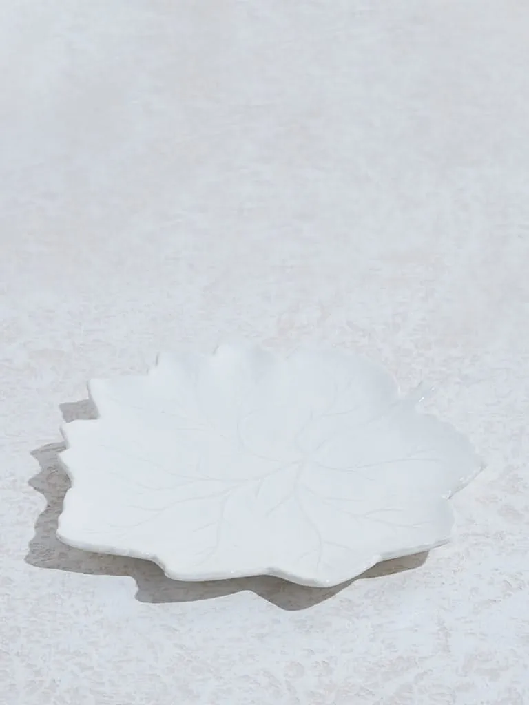 Westside Home White Leaf Design Platter - Small