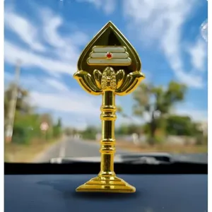 WG Mystic Metal Sri Murugan Vel Idol Figurine for Car Dash Board Pooja Room and Office Table Decorative Copper Colour Smll Size-10cm