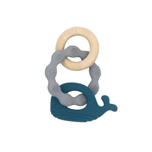 *Whale Ring Silicone Teether, Navy Blue and Gray