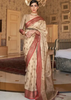 Wheat Brown Woven Banarasi Tussar Silk Saree : Top Pick