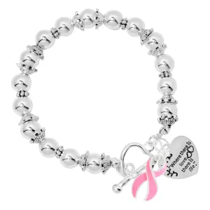 Where There Is Love Heart Charm Pink Ribbon Bracelets