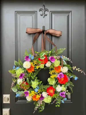 Whimsical Colorful Garden Wreath