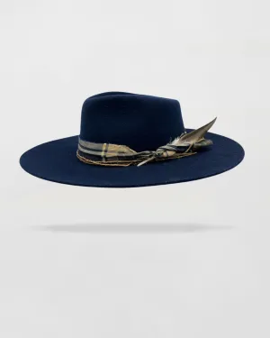 Whimsical Whispers Felt Fedora Hat in Navy