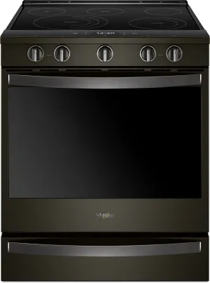 Whirlpool Black Stainless Steel Slide-In Electric True Convection Range (6.4 Cu. Ft.) - YWEE750H0HV