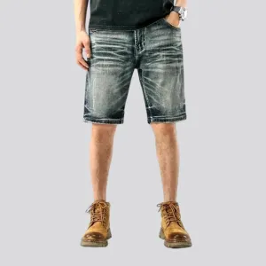 Whiskered baggy men's jean shorts