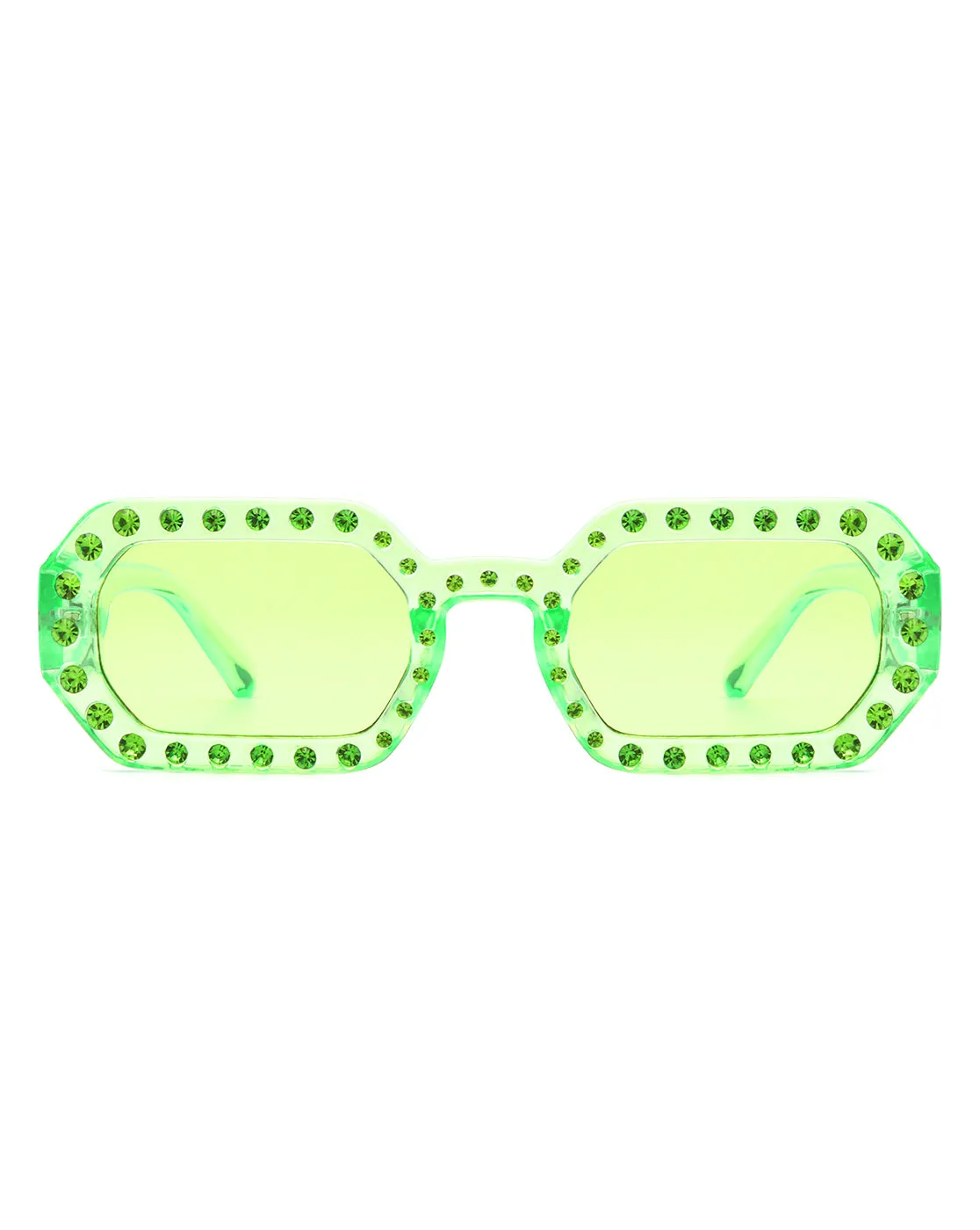 Whisp - Square Retro Rhinestone Tinted Geometric Fashion Sunglasses