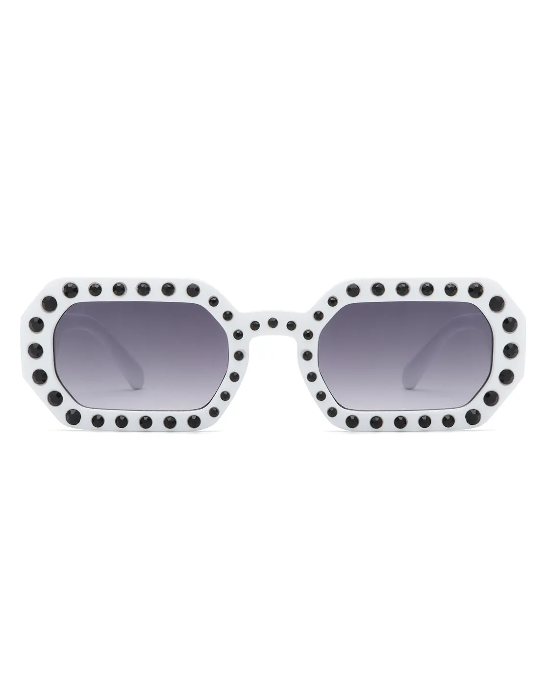 Whisp - Square Retro Rhinestone Tinted Geometric Fashion Sunglasses