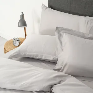 Whisper Soft 500 Thread Count Oxford Egyptian Cotton Sateen Duvet Cover Set - Silver