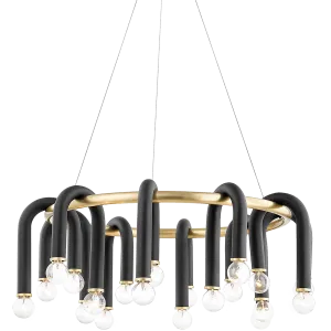 Whit 20 Light Chandelier, Aged Brass/Black