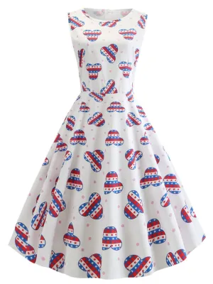 White 1950s American Flag Stars Dress