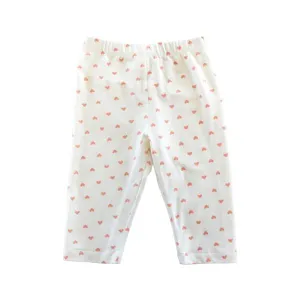 White 3/4 Leggings with Pink Mini Hearts