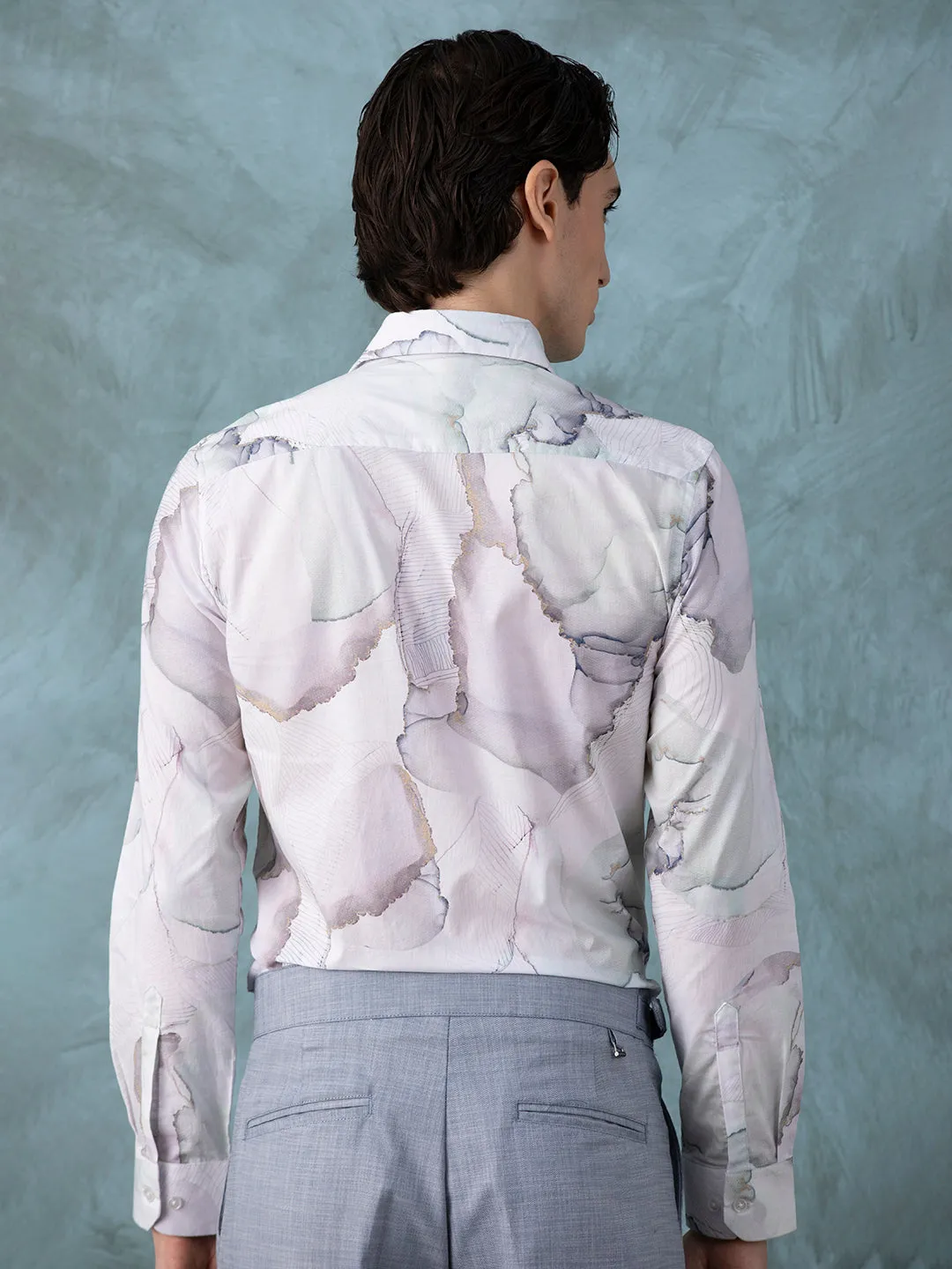 White Abstracted Printed Shirt