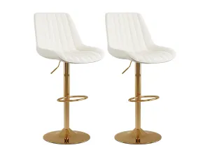 White Adjustable Gold Bar Stools, Set of 2