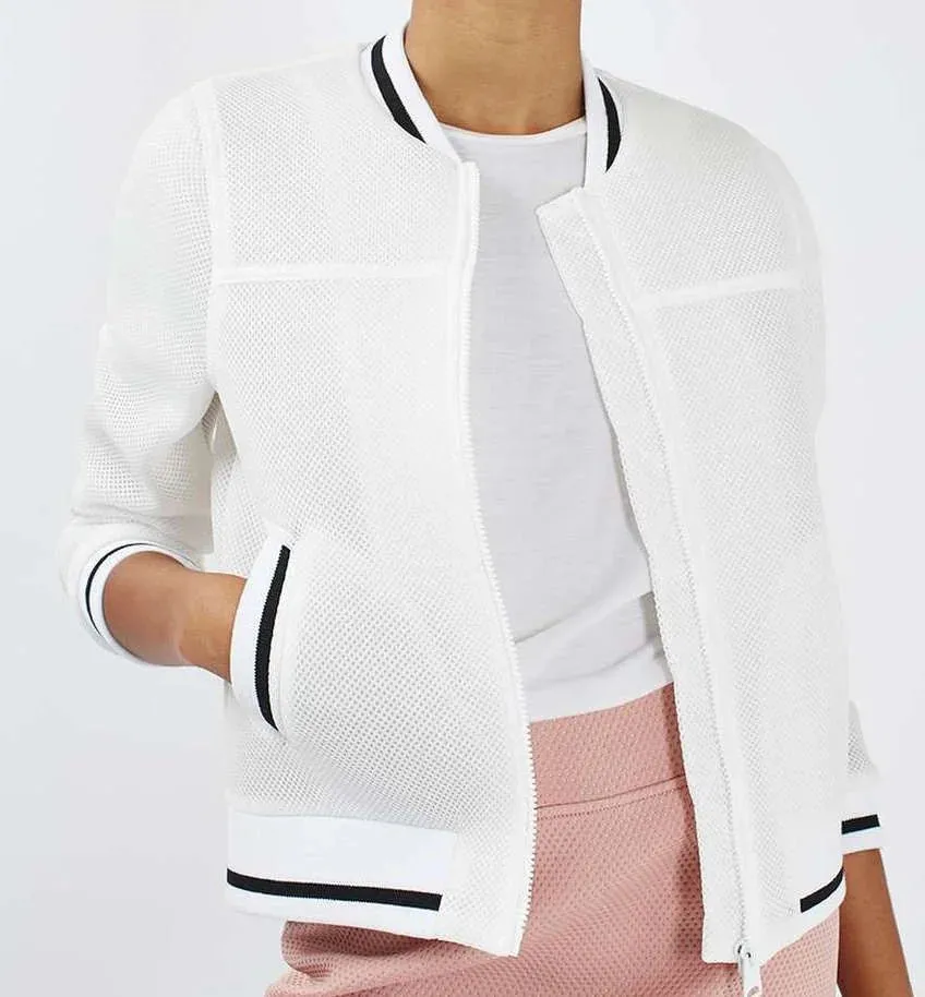 White Airtex Baseball Jacket