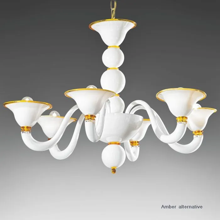 White & Black 6 Light Italian Chandelier. More Colour Options