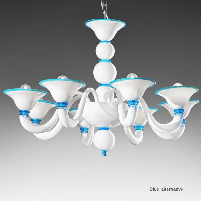 White & Black 6 Light Italian Chandelier. More Colour Options