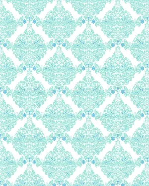 White & Blue Damask Printed Backdrop