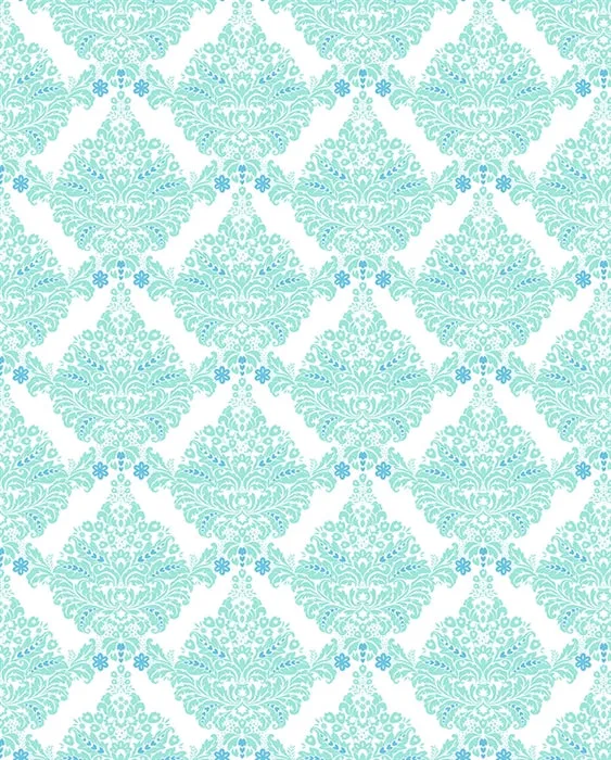 White & Blue Damask Printed Backdrop