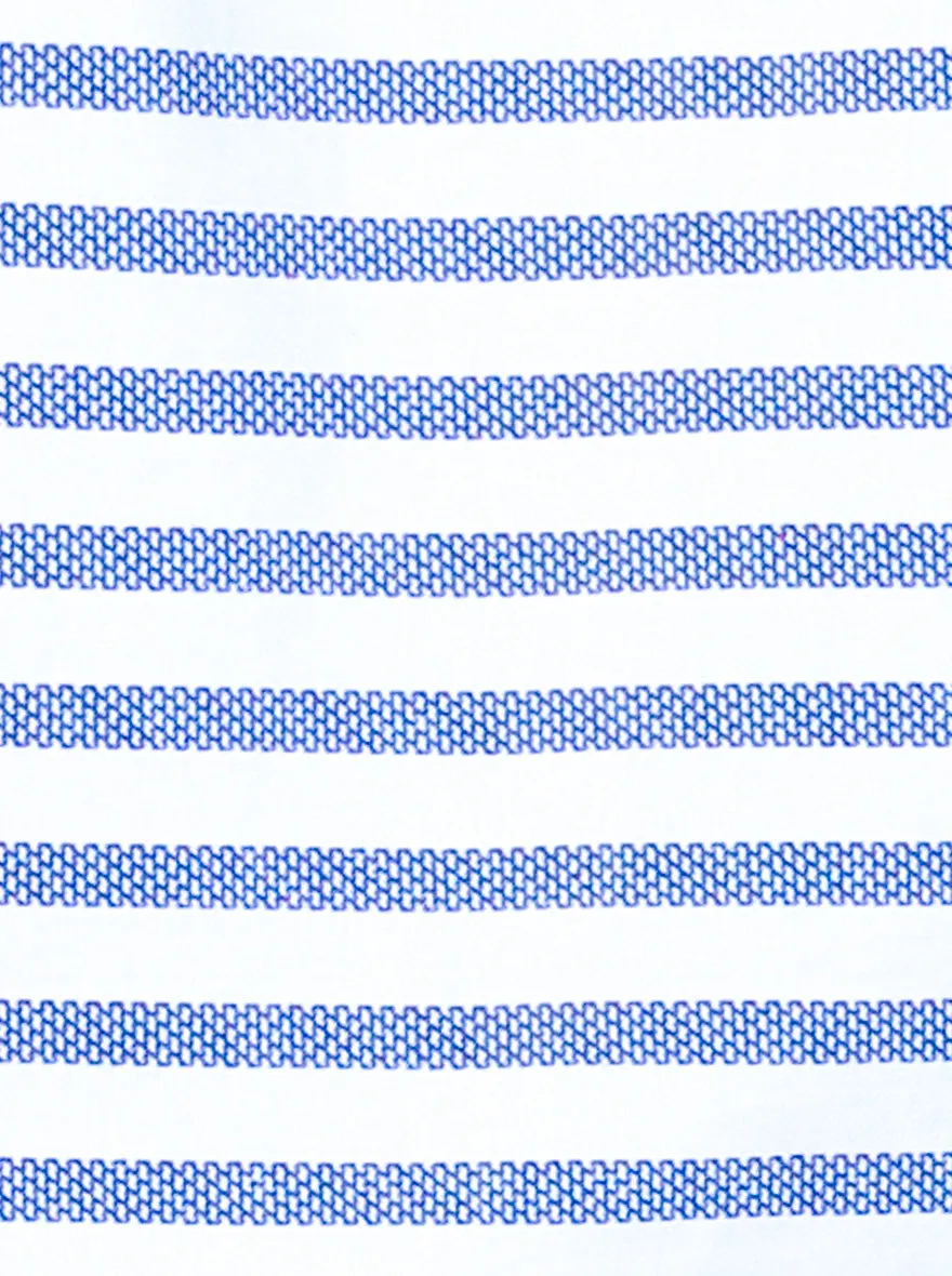 White & Blue Striped Slim Fit Party Wear Shirt | Greenfibre