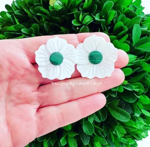 White & Green Malachite MOP Floral Studs