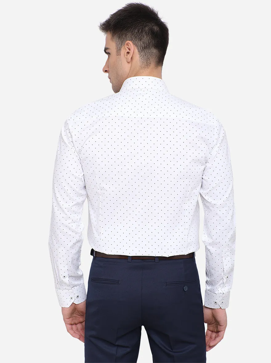 White & Grey Printed Slim Fit Formal Shirt | Greenfibre