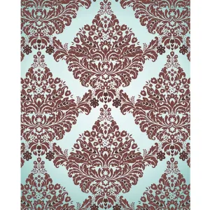 White & Maroon Damask Printed Backdrop