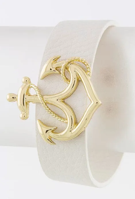 White Anchor Wrap Bracelet