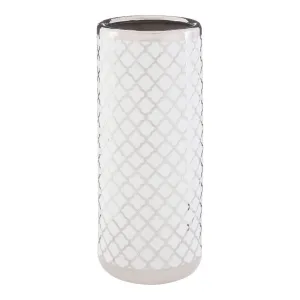 White and Chrome Detail Umbrella Stand